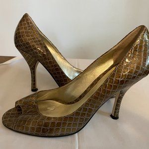 Tan Snake Skin Pumps (Enzo Angiolini, Size 8)